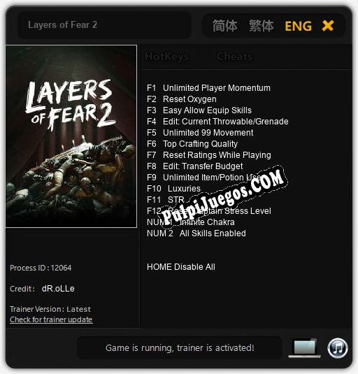 Layers of Fear 2: Treinador (V1.0.91)