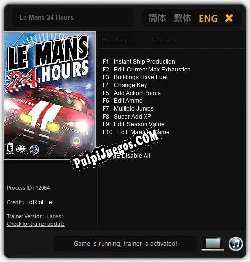 Le Mans 24 Hours: Treinador (V1.0.13)