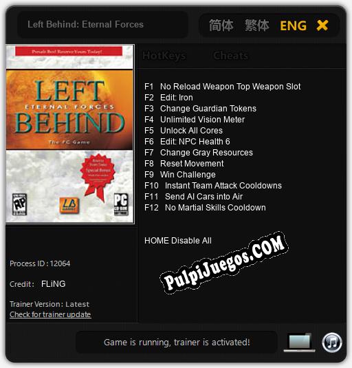 Entrenador liberado a Left Behind: Eternal Forces [v1.0.9]