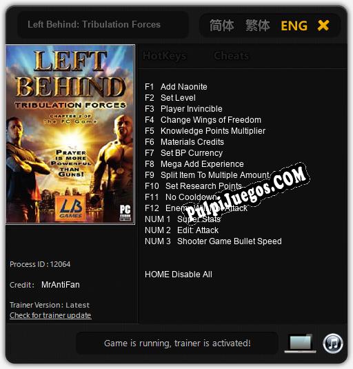 Left Behind: Tribulation Forces: Cheats, Trainer +15 [MrAntiFan]