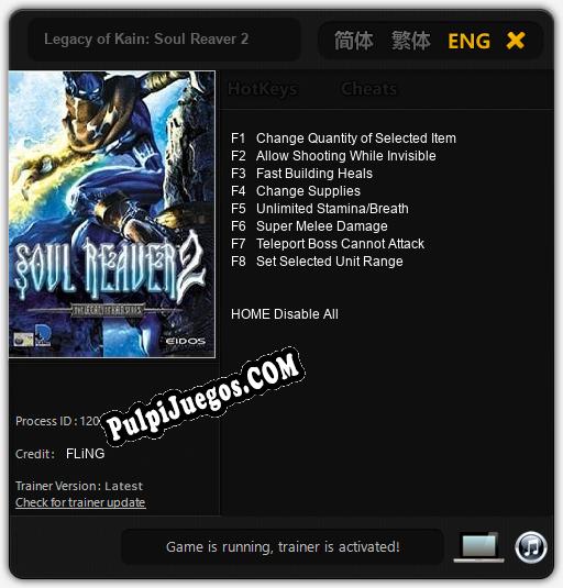 Legacy of Kain: Soul Reaver 2: Cheats, Trainer +8 [FLiNG]