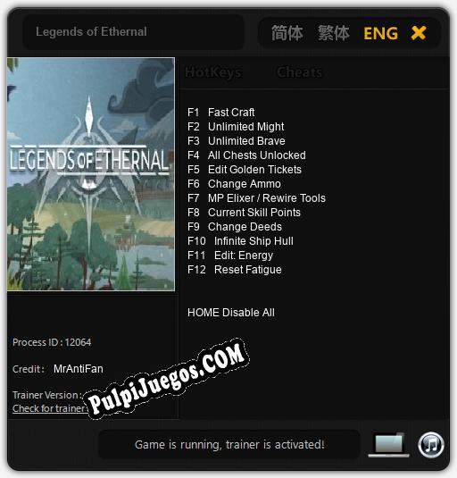 Entrenador liberado a Legends of Ethernal [v1.0.1]