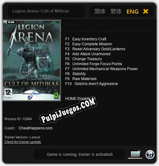 Legion Arena: Cult of Mithras: Treinador (V1.0.98)