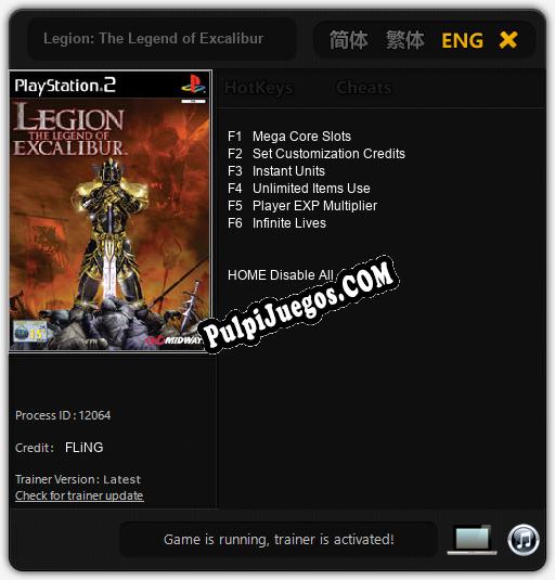 Entrenador liberado a Legion: The Legend of Excalibur [v1.0.1]