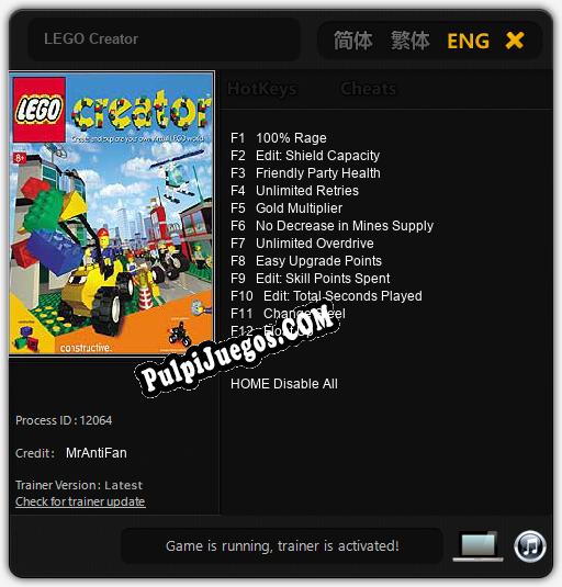 LEGO Creator: Trainer +12 [v1.6]