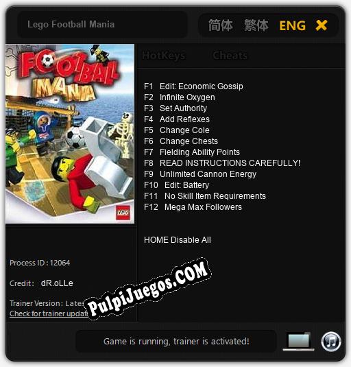 Lego Football Mania: Cheats, Trainer +12 [dR.oLLe]