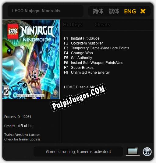 LEGO Ninjago: Nindroids: Cheats, Trainer +8 [dR.oLLe]