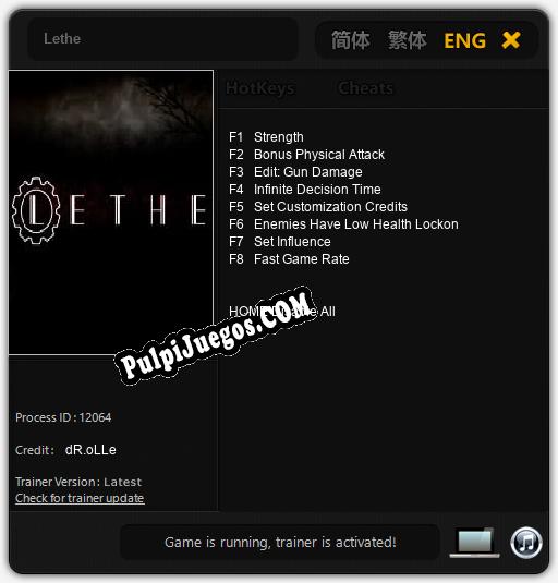 Lethe: Trainer +8 [v1.3]