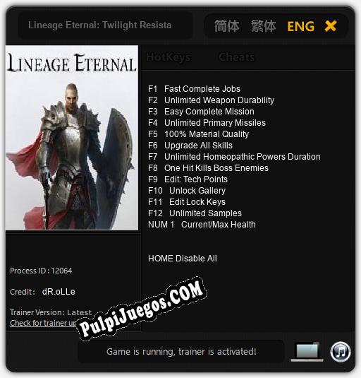 Lineage Eternal: Twilight Resistance: Cheats, Trainer +13 [dR.oLLe]