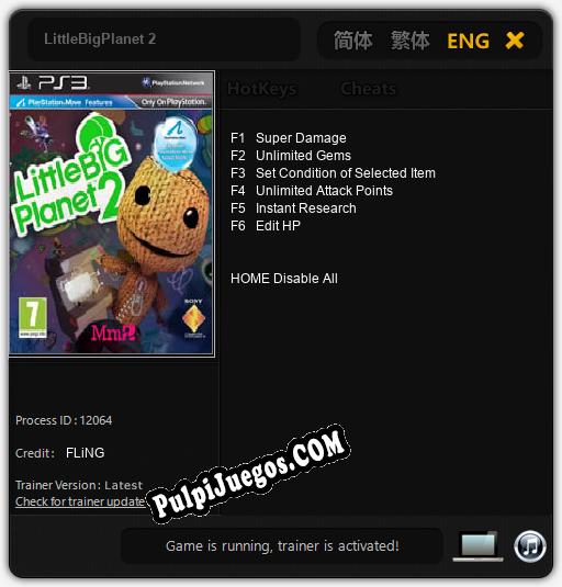 Entrenador liberado a LittleBigPlanet 2 [v1.0.8]