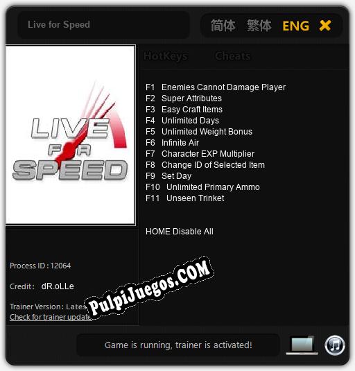 Live for Speed: Trainer +11 [v1.8]