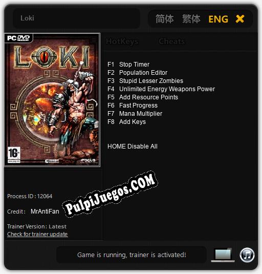 Loki: Trainer +8 [v1.2]