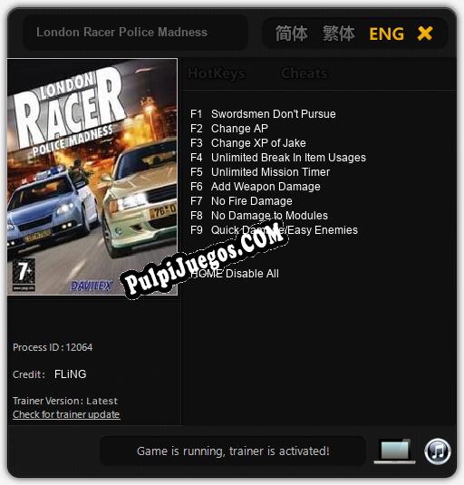 London Racer Police Madness: Cheats, Trainer +9 [FLiNG]