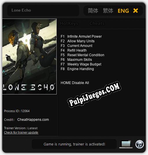 Entrenador liberado a Lone Echo [v1.0.3]