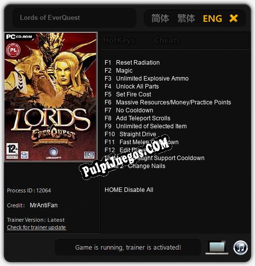 Lords of EverQuest: Cheats, Trainer +14 [MrAntiFan]