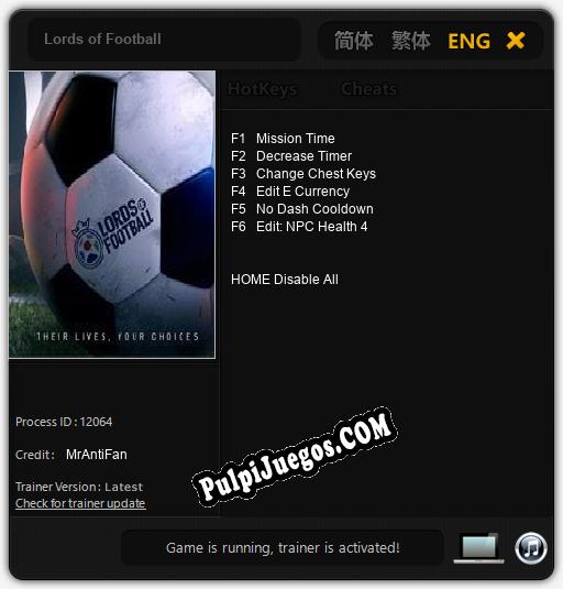 Lords of Football: Trainer +6 [v1.2]