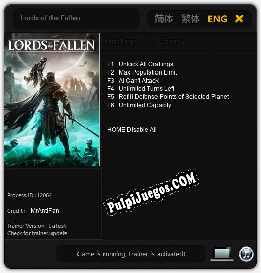 Lords of the Fallen: Trainer +6 [v1.2]