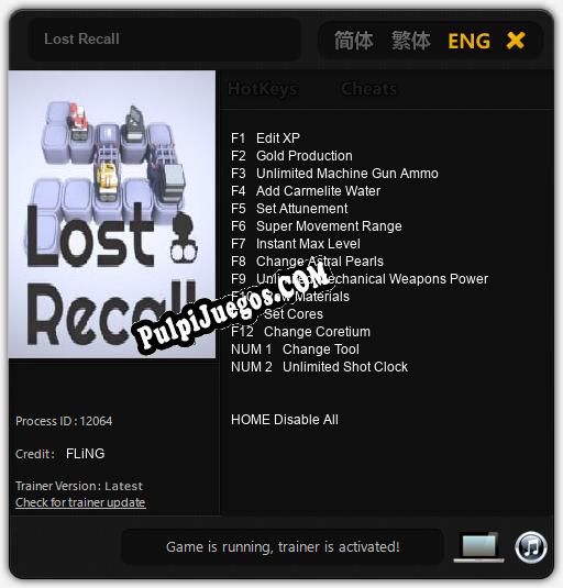 Entrenador liberado a Lost Recall [v1.0.9]