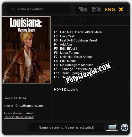 Louisiana Adventure: Cheats, Trainer +12 [CheatHappens.com]