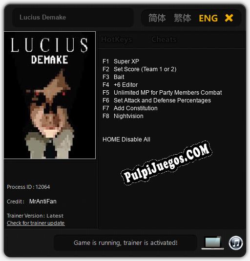 Entrenador liberado a Lucius Demake [v1.0.8]