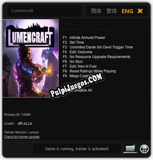 Lumencraft: Cheats, Trainer +9 [dR.oLLe]