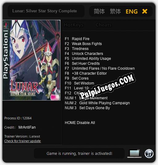 Entrenador liberado a Lunar: Silver Star Story Complete [v1.0.1]