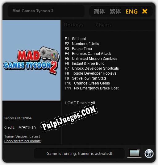 Mad Games Tycoon 2: Treinador (V1.0.56)