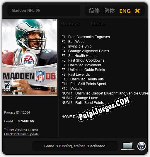 Madden NFL 06: Cheats, Trainer +15 [MrAntiFan]