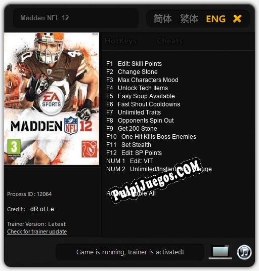 Madden NFL 12: Treinador (V1.0.16)