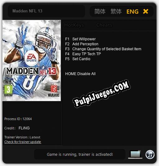 Madden NFL 13: Treinador (V1.0.75)