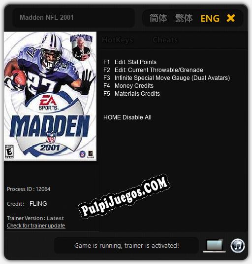 Madden NFL 2001: Cheats, Trainer +5 [FLiNG]