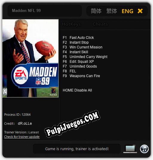 Entrenador liberado a Madden NFL 99 [v1.0.7]