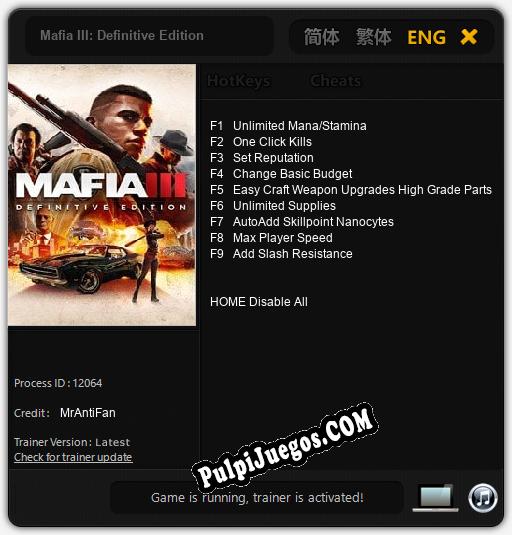 Mafia III: Definitive Edition: Trainer +9 [v1.3]