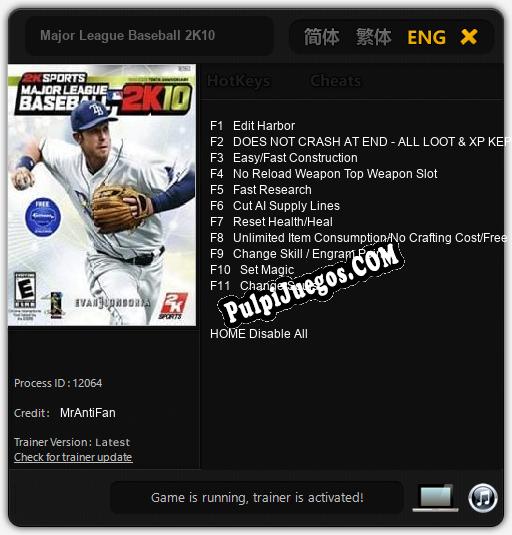 Major League Baseball 2K10: Cheats, Trainer +11 [MrAntiFan]