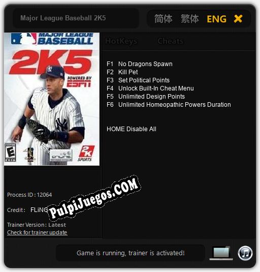 Major League Baseball 2K5: Trainer +6 [v1.4]