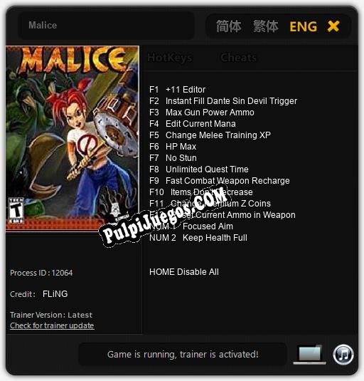 Malice: Treinador (V1.0.14)