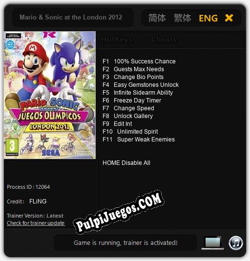 Mario & Sonic at the London 2012 Olympic Games: Cheats, Trainer +11 [FLiNG]