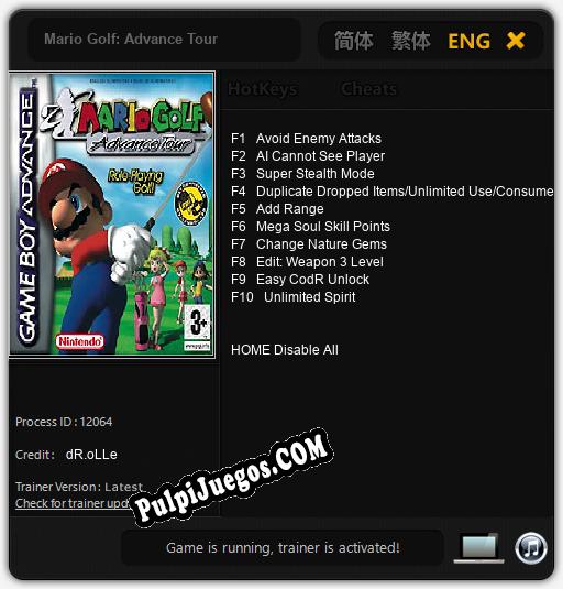 Entrenador liberado a Mario Golf: Advance Tour [v1.0.7]