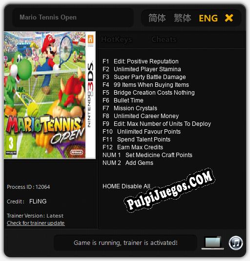 Mario Tennis Open: Cheats, Trainer +14 [FLiNG]