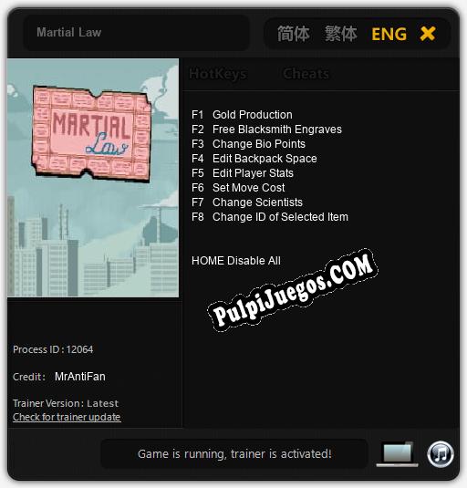 Martial Law: Cheats, Trainer +8 [MrAntiFan]