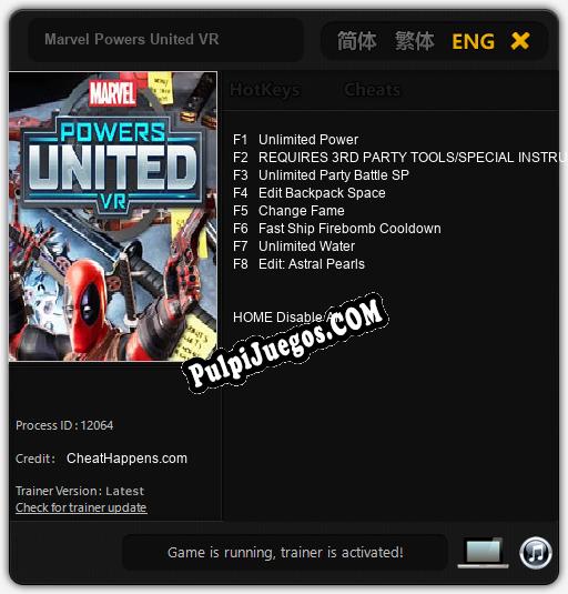 Marvel Powers United VR: Trainer +8 [v1.5]