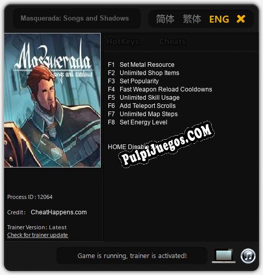 Masquerada: Songs and Shadows: Cheats, Trainer +8 [CheatHappens.com]