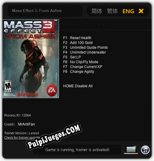 Mass Effect 3: From Ashes: Cheats, Trainer +8 [MrAntiFan]