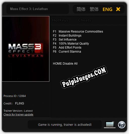 Mass Effect 3: Leviathan: Treinador (V1.0.5)