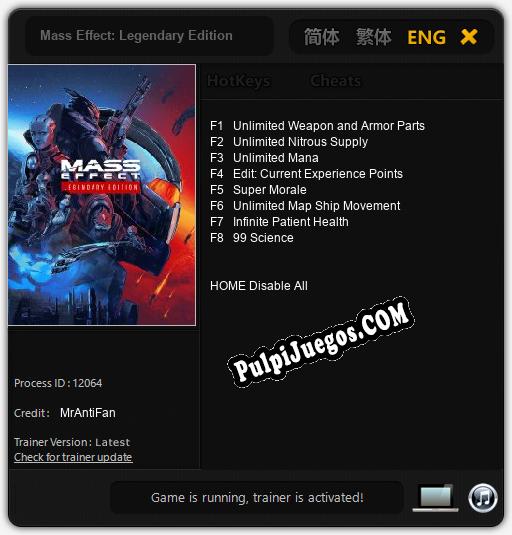 Mass Effect: Legendary Edition: Trainer +8 [v1.5]