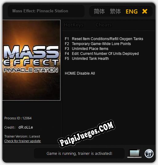 Entrenador liberado a Mass Effect: Pinnacle Station [v1.0.7]