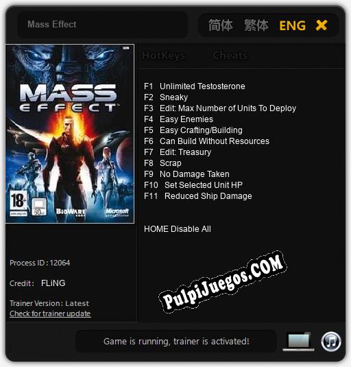 Entrenador liberado a Mass Effect [v1.0.6]