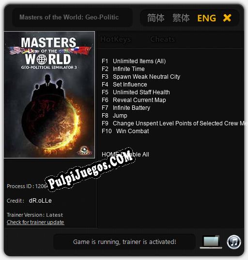 Masters of the World: Geo-Political Simulator 3: Cheats, Trainer +10 [dR.oLLe]