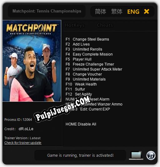 Matchpoint: Tennis Championships: Trainer +15 [v1.9]