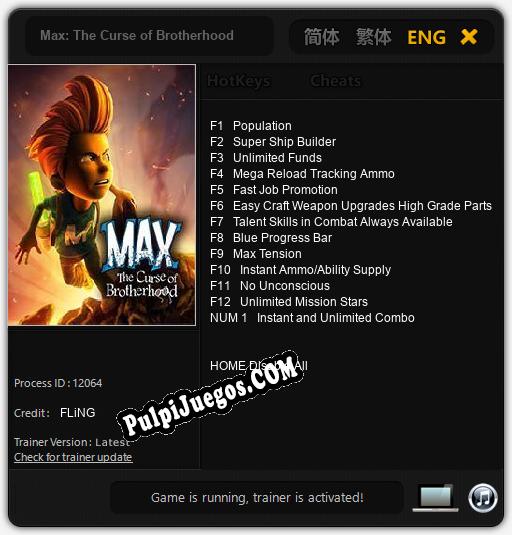 Max: The Curse of Brotherhood: Cheats, Trainer +13 [FLiNG]